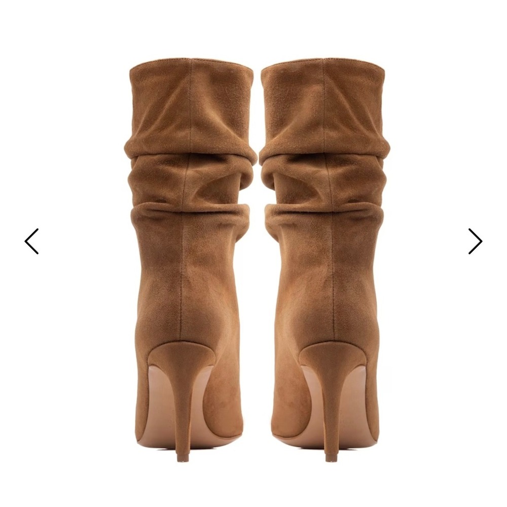 NWT 100% Genuine Suede Pointed Toe Stiletto Heel Slouch Boots Women 7 $158 - Picture 4 of 8